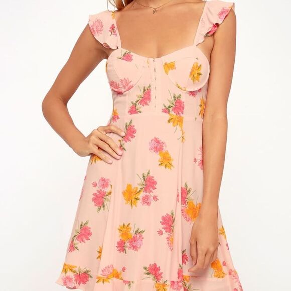 ✨ Brianne Pink Floral Print Bustier Mini Dress✨ - Picture 2 of 13